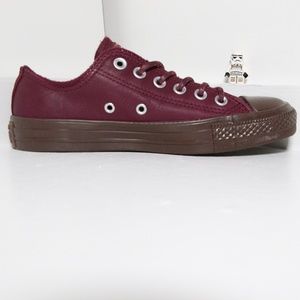 New Burgundy Leather Converse All Star Low Top